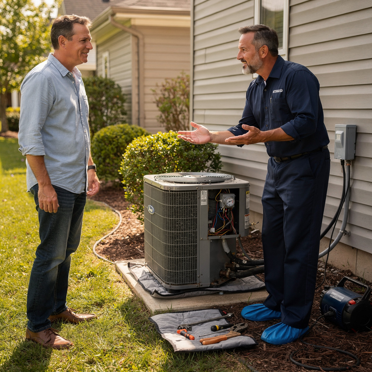 HVAC replacement service scene