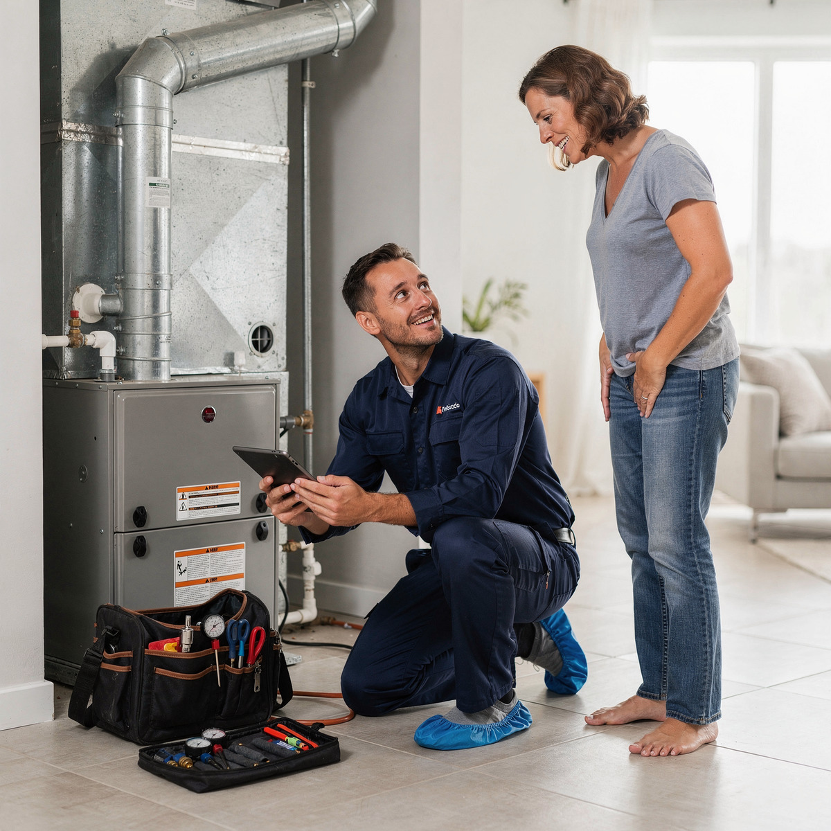 HVAC repair service scene